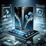 "Samsung Galaxy Z Fold 6 featuring fully folding display and showcasing its IPX8 water resistance capabilities, illustrating innovation in smartphone technology."