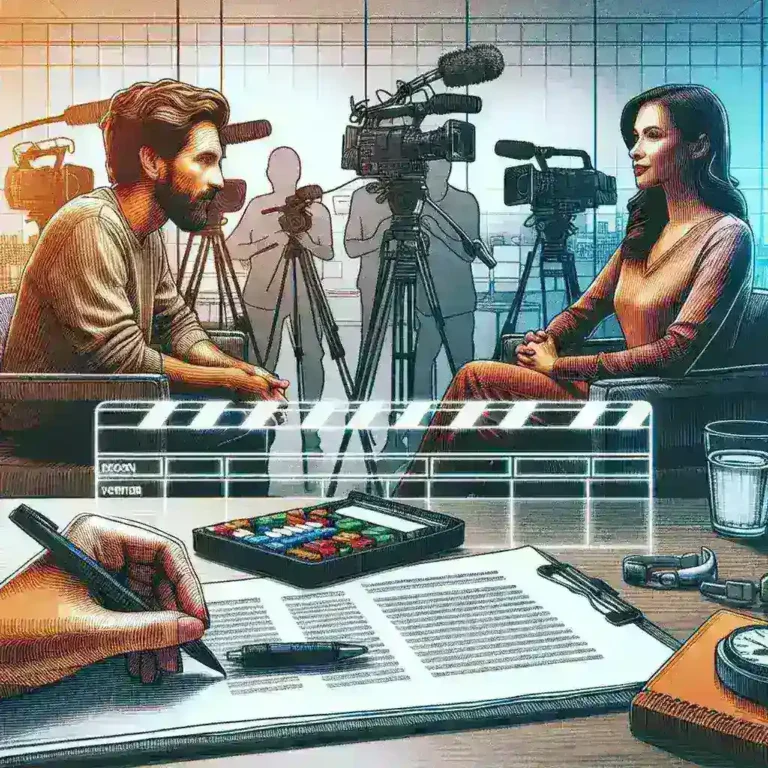 "Professional video editor adding lower thirds graphics to an interview scene, showcasing step-by-step techniques for enhancing video production in a guide on how to add lower thirds to interviews."