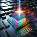 "Photonic computing startup team demonstrating innovative technology in laboratory setting, highlighting 10x energy efficiency compared to traditional processors"