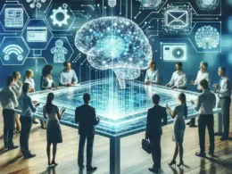 "Collaborative team meeting discussing AI-driven strategies to enhance partnerships in the payments industry, showcasing innovative technology solutions for future growth."