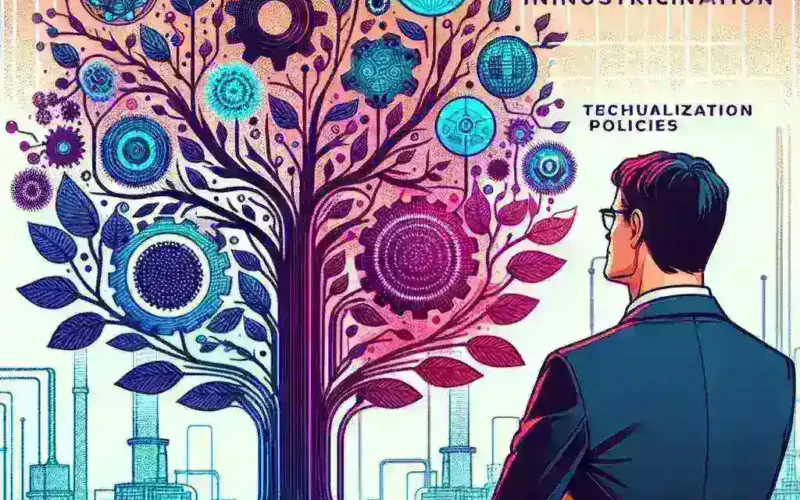 "Jensen Huang, CEO of Nvidia, speaking at a tech conference, emphasizing the impact of Trump's re-industrialization policies on technological growth and innovation"