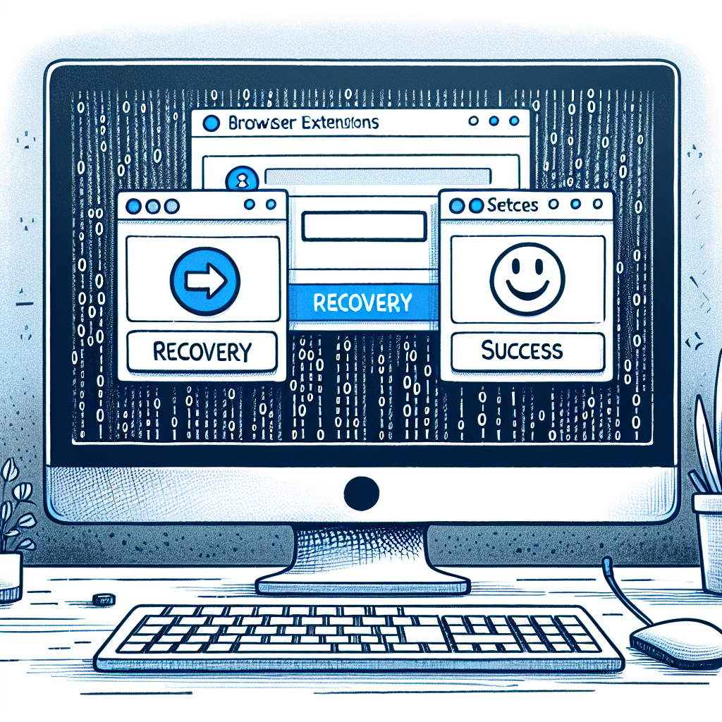 "User recovering lost browser extensions on a computer screen, featuring step-by-step instructions to restore settings after a browser reset in a how-to guide."
