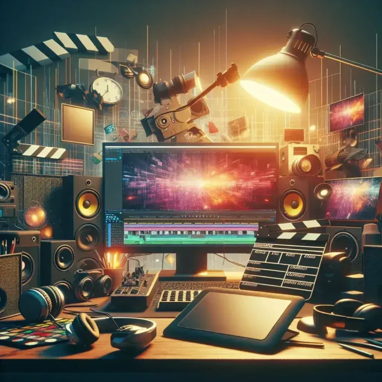 "Content creators using top tools to produce trailers and teasers, showcasing video editing software and inspiring visuals for engaging promotions."