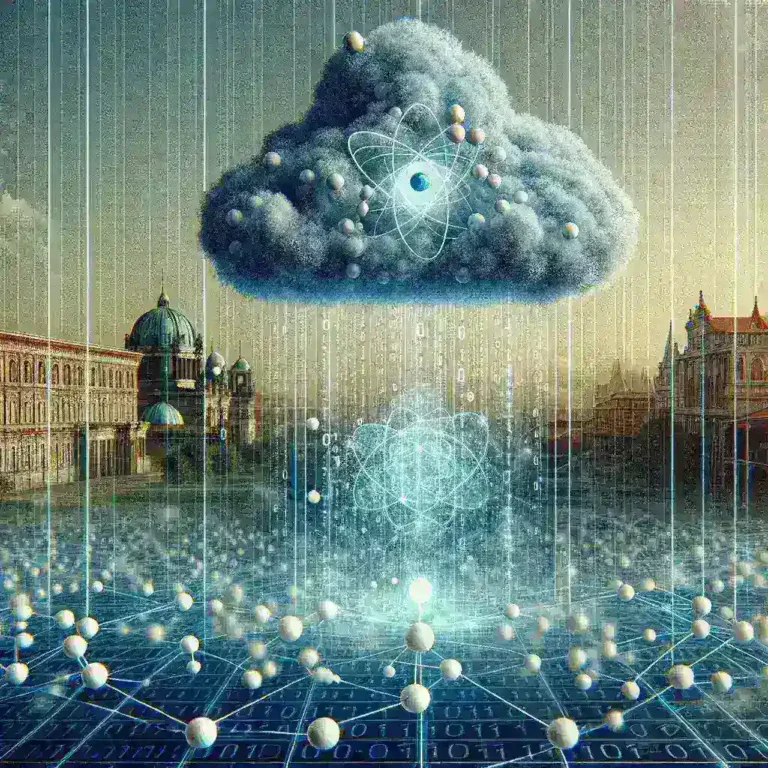 "Visual representation of quantum computing technology integrated with cloud services, illustrating how quantum services challenge traditional IT architectures in modern computing."